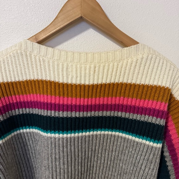 Anthropologie Sophie Ribbed Sweater Rainbow Stripe Chunky Knit-Small - Picture 7 of 11
